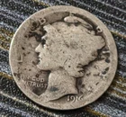 1916 P  MERCURY DIME  Good Detail 90% silver coin
