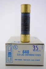 Box of 10 Eagle 640-35 35AMP 250V Cartridge Fuses Time Delay Dual Element New