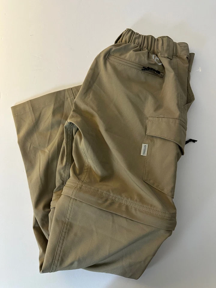 MAGELLAN beige khaki convertble water repellant poly spandex pants Boy's S 8 - Image 2 of 4
