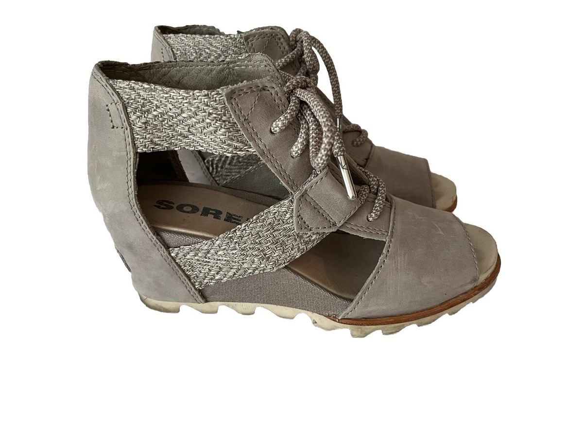 Sorrel Joanie II Wedge Lace Up Sandals Taupe Size US 8 EU 39 | eBay