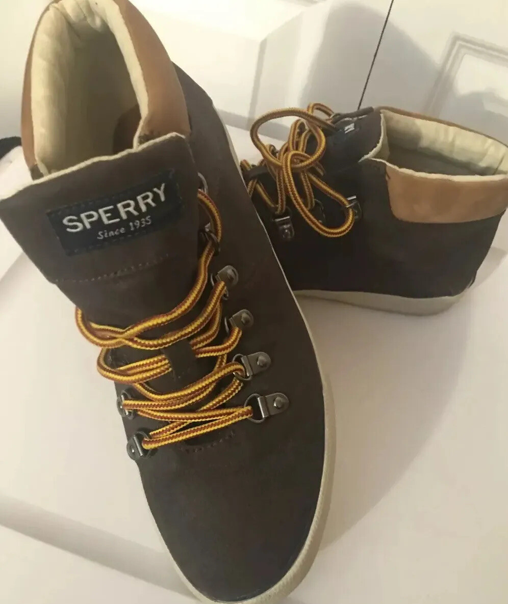 Sperry Mens Sz 8.5M Top-Sider Brown Canvas Lace Up Boot  display picture 1