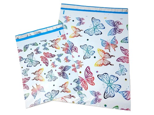 Rainbow Butterlies Designer 10x13, 14.5x19 Inch Poly Mailers, Self Seal Colorful - Picture 5 of 14