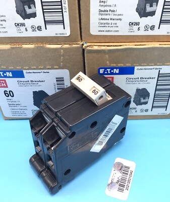 #ad One 1 New ORIGINAL Circuit Breaker Eaton Cutler Hammer CH260 60 Amp 2 Pole $$ $29.99
