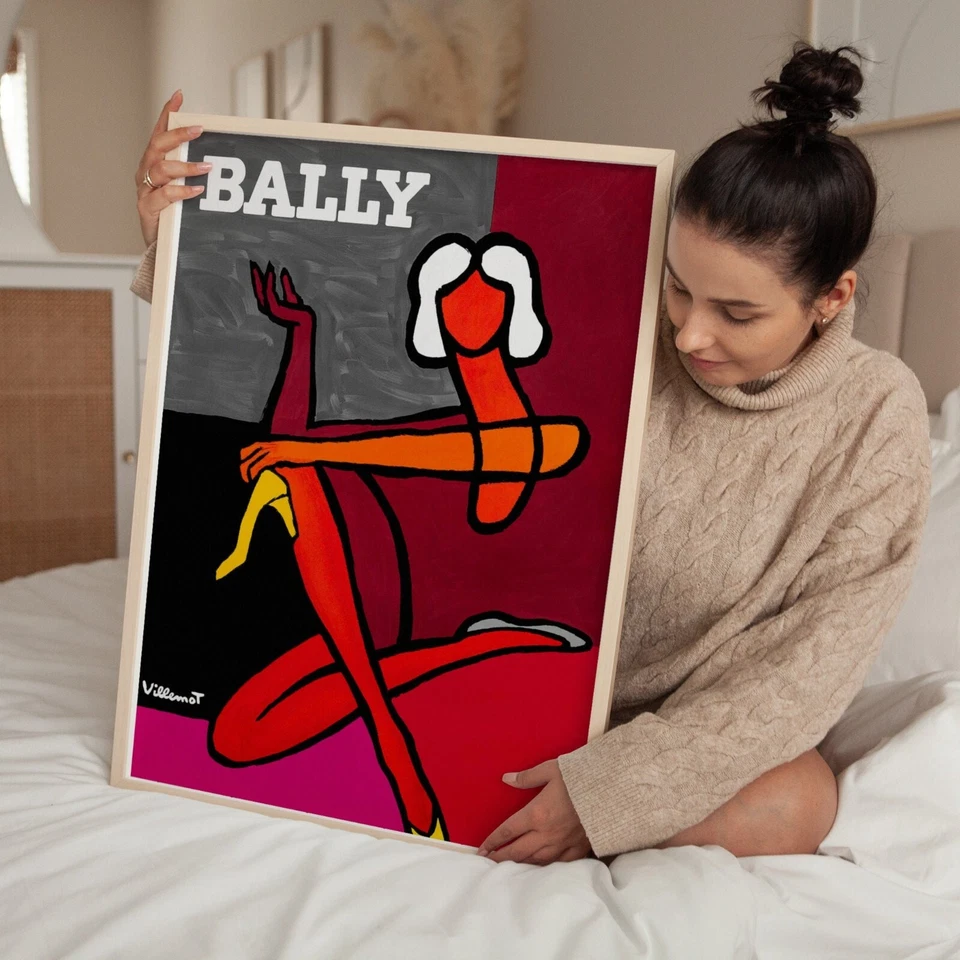Arte de pared con impresión de póster vintage elegante de Bally por Bernard Villemot Foto 3 de 4