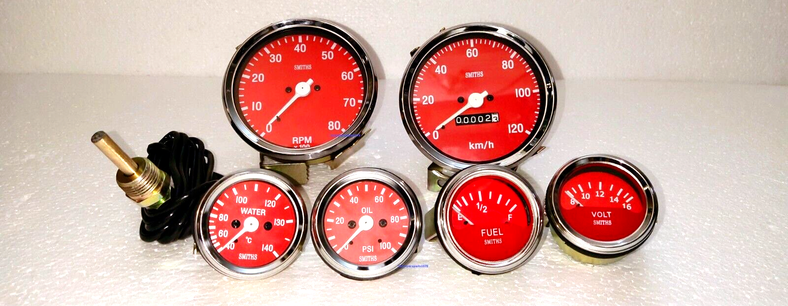 Smiths Replica 52mm-Kit- TempCOil Fuel Volt+Speedo 0-120 KMH + 0-80 RPM ...