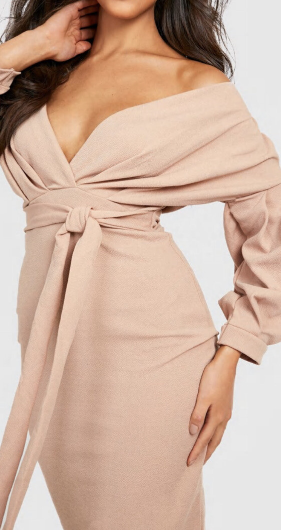 tall off the shoulder wrap midi bodycon dress Berry Off the Shoulder Wrap Midi Dress