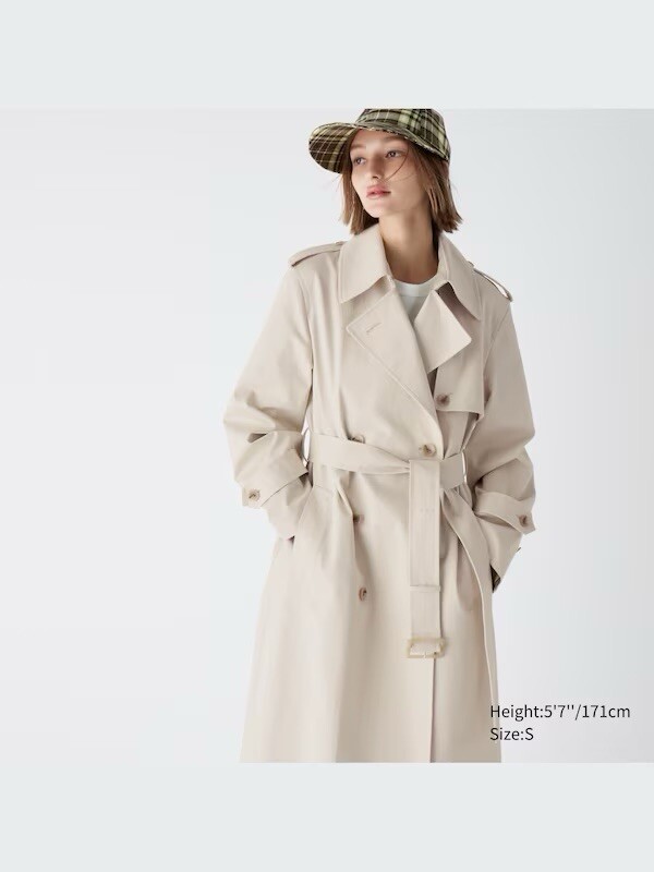 NWT UNIQLO C Trench Coat Women Natural Beige L Large 469865 Spring Fall  Winter
