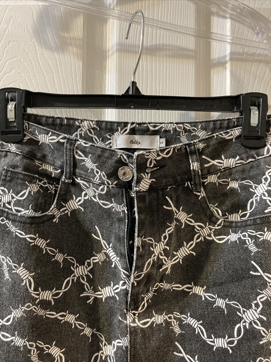 ✨完売　X-girl BARBED WIRE PINSTRIPE PANTS Current Mood Barbed Wire Pinstripe Pants - Black – Dolls Kill