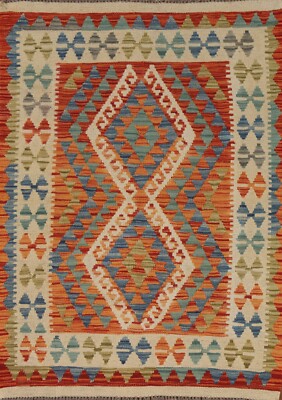 Pastel Color South-western Kilim Reversible Rug 3'x5' Flat weave Wool Accent Rug