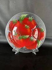 Retired William McGrath Painted 11" Fusion Art Glass Platter Vegetable Medley