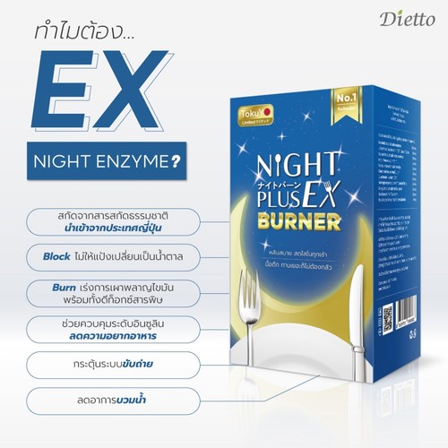 6X Dietto Night EX Plus Burn Detox Enzymes Accelerate Metabolism 60 Capsules - 第 2/8 張圖片