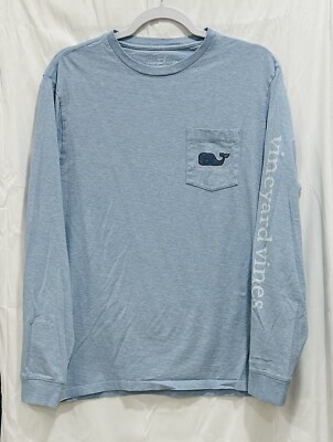 Vineyard Vines Men's Snowflake Whale Fill Pocket Blue Long Sleeve  Size S