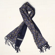 Geoffrey Beene Mens Reversible Dress Scarf Navy Blue Green Red Brown Paisley 