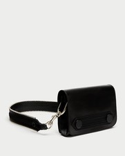 Nwt Zara Studio Black Leather Crossbody Bag With Flap Detail  8126/204