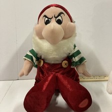15" Grumpy Christmas Elf Disney Store Snow White 7 Dwarfs Stuffed Plush