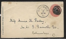 USA POSTAL ENVELOPE WITH BULLS-EYE CANCEL TO & FROM COLUMBUS OHIO 