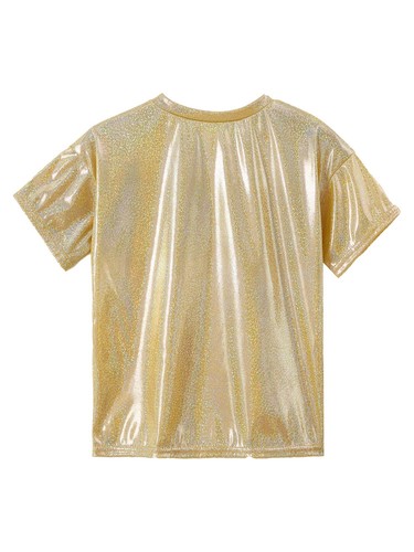 Girls Boys Glitter T Shirt Jazz Hip Hop Dance Performance Festival Party Blouse - Picture 15 of 69