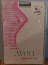Vintage Pantyhose Avon Back Panel Color Beige Size Queen 1 BDR1