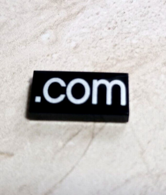 New LEGO dot com .com internet domain name LINK YOU LATER Printed 1x2 Black Whit