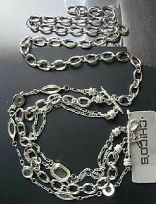 Chico's Jewelry Glissta Chain Belt in Silver yellow Crystals RV$68