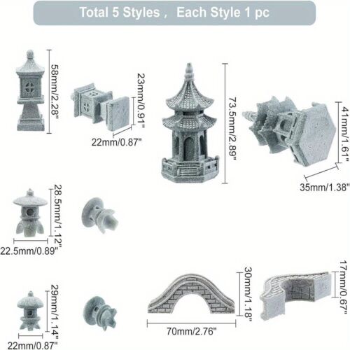 1bag 5 styles Pagoda Lantern Garden Statue Japanese Pagoda Lamp Lantern - Picture 3 of 6
