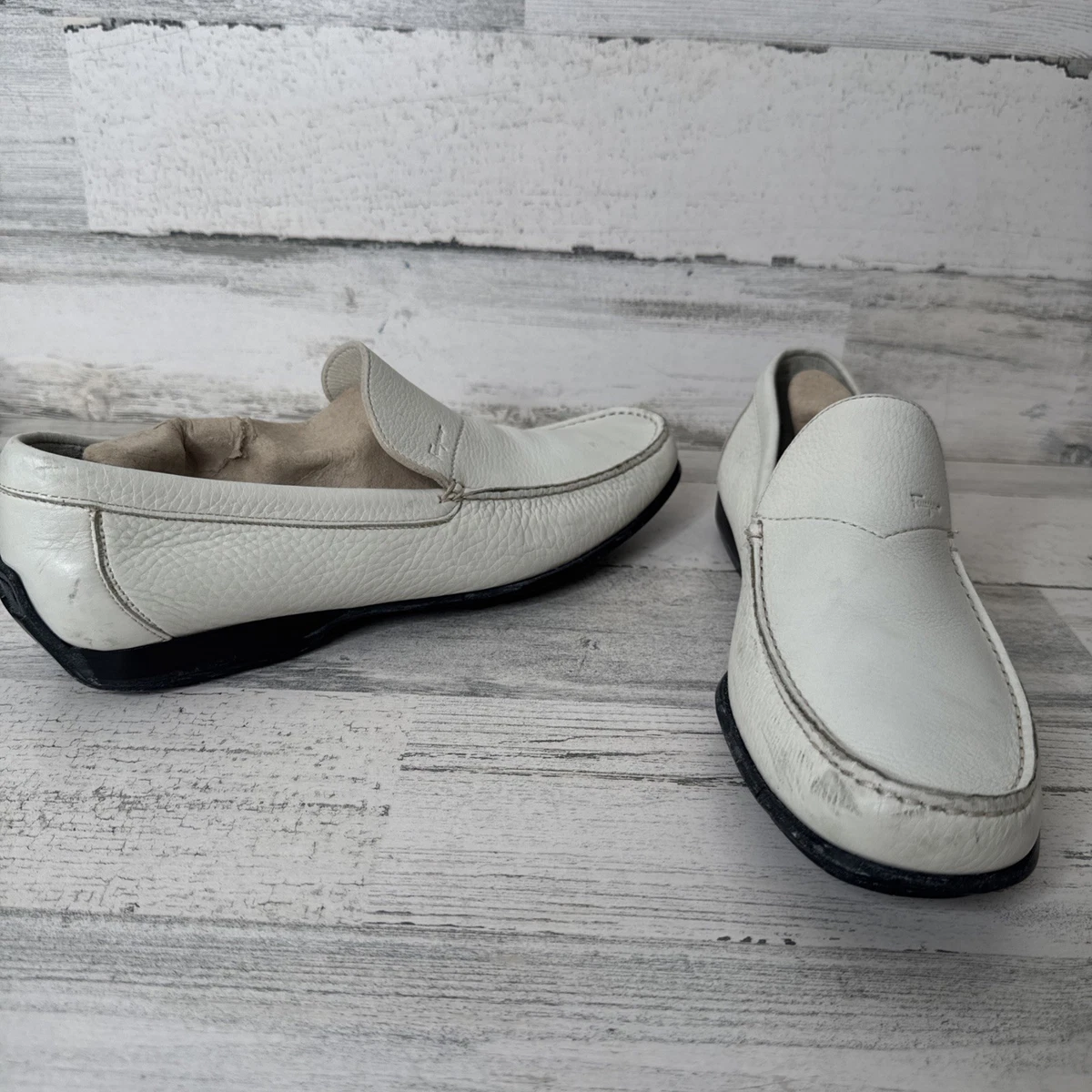 Salvatore Ferragamo Men\'s Cream Leather Shoe Slip On Loafer 8 Salvatore Ferragamo Loafer Beige Casual Shoes for Men for  main image 2