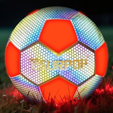 Glow in The Dark Soccer Ball with LED Lights - Light Up Soccer Ball for Night...