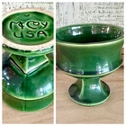 Vintage McCoy Ceramic Art Pottery Pedestal Planter, Deep Emerald Green Glaze