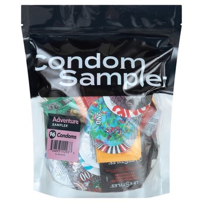 Condom Sampler, Latex, Variety Pack, 96-Count