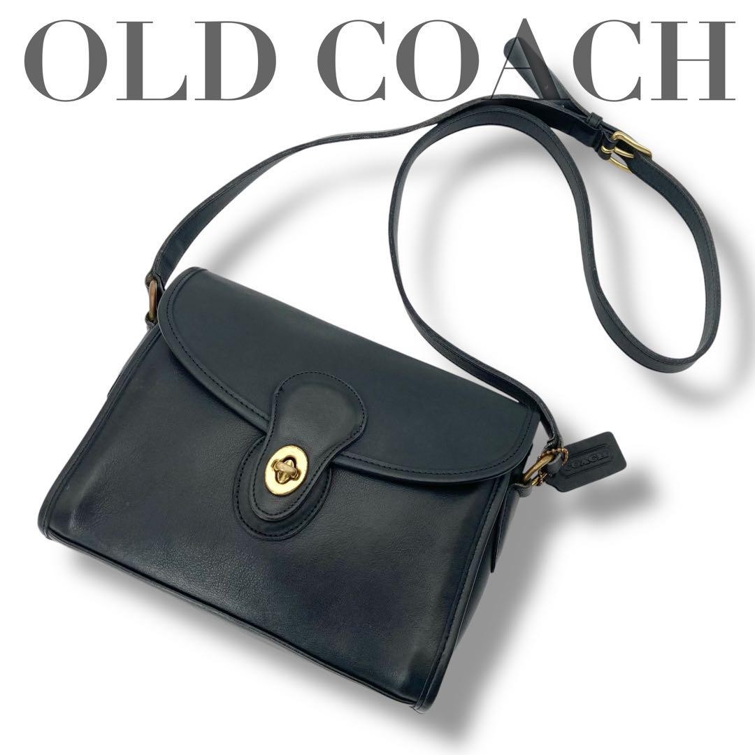 728 vintage old coach shoulder bag navy Gift Present 0528a