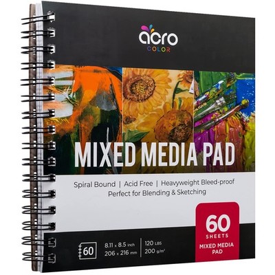 Mixed Media Sketchbook 8.11  x 8.5  | Spiral Bound Sketch Pad With Thick, Hea...