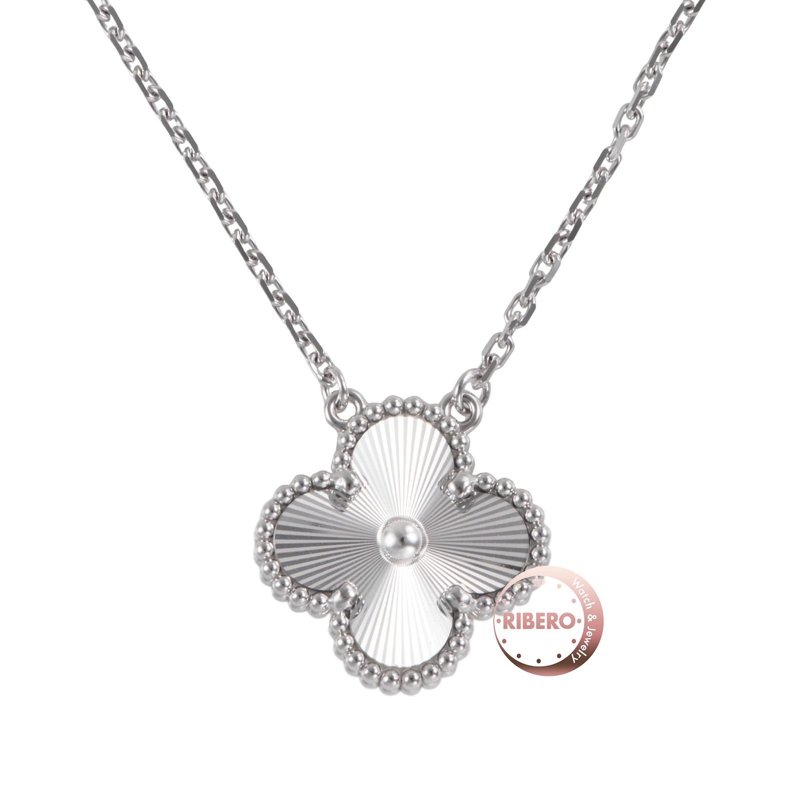 Van Cleef & Arpels Vintage alhambra Pendant VCARP9XG00 Guilloché Necklace K...