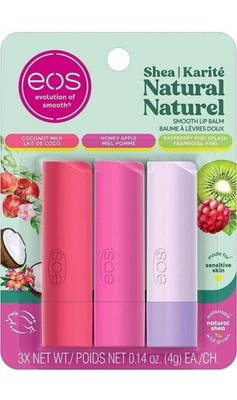 EOS Smooth Lip Balm 3er Pack - Kokosmilch, Honigapfel, Himbeer Kiwi