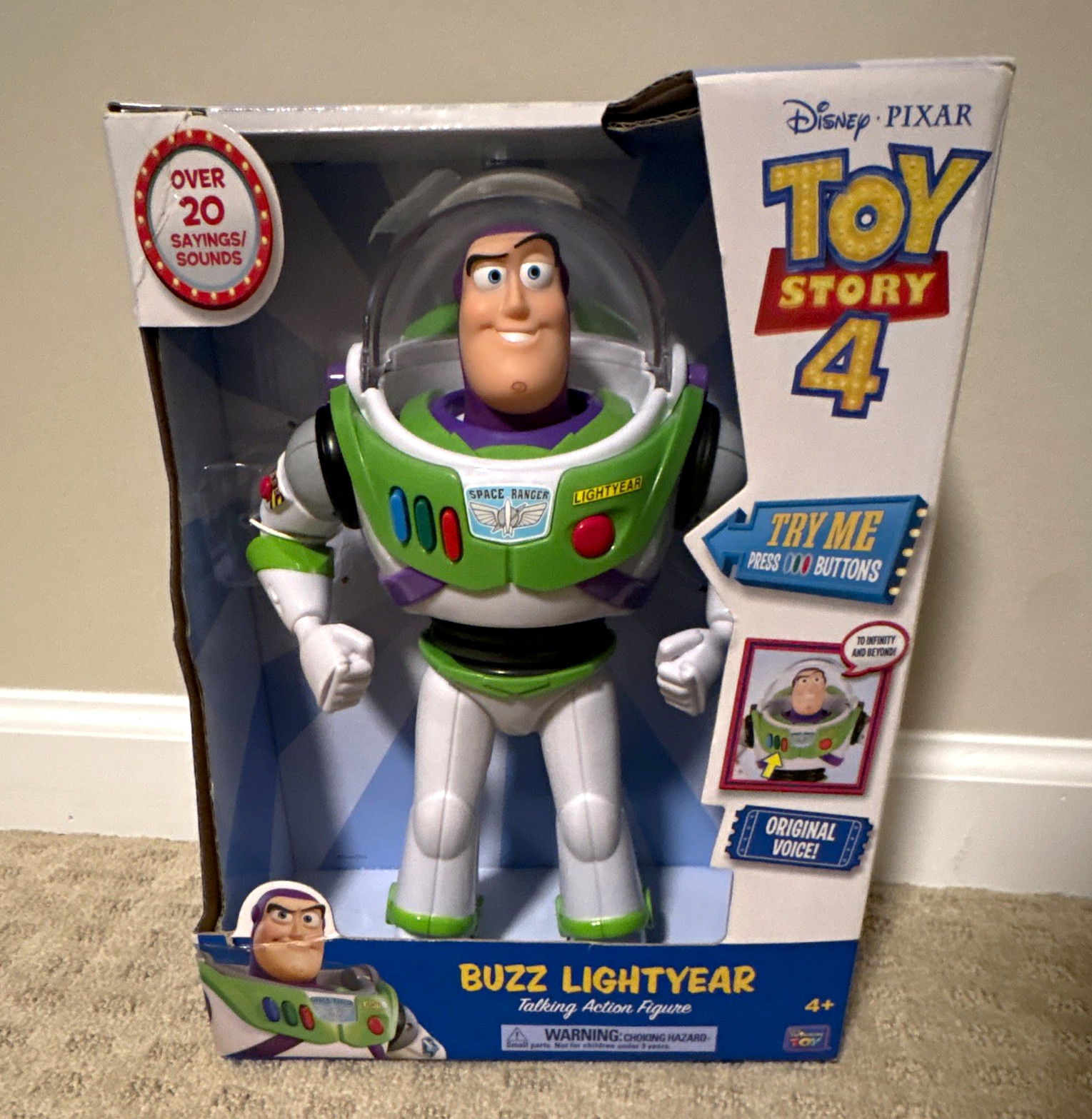Disney Pixar Buzz Lightyear Talking Action Figure w/ Sound Toy Story 4