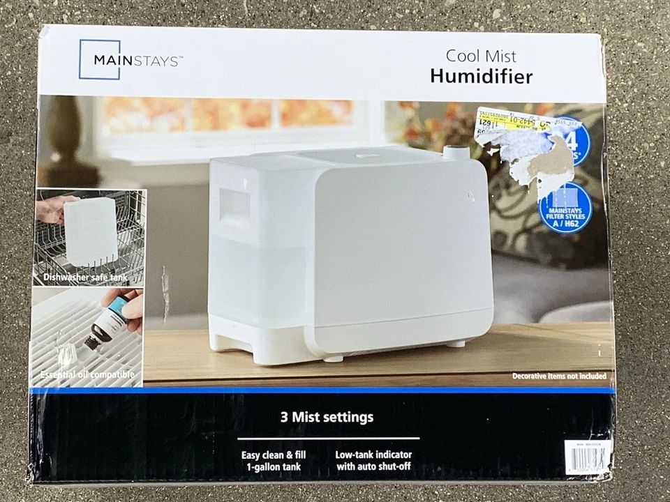 HUMIDIFICADOR MAINSTAYS COOL MIST 1 GALÓN MDH-0103JW, BLANCO Foto 2 de 4
