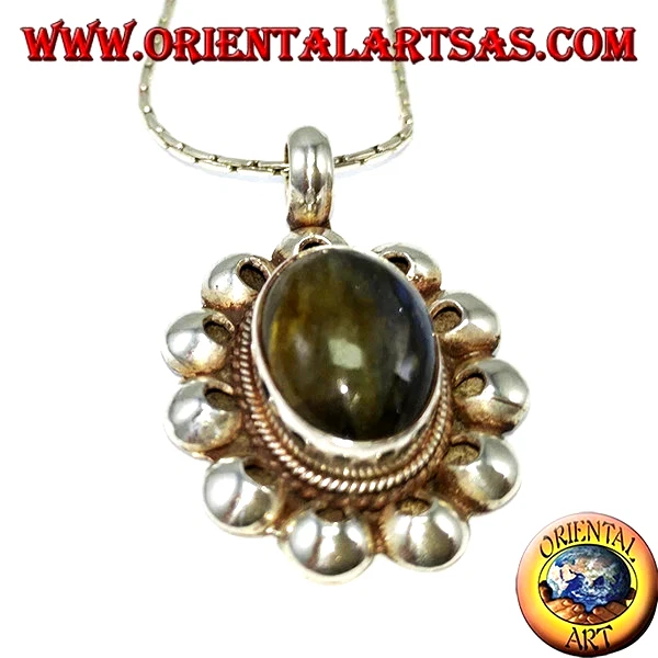 Ciondolo in Argento 925 con Labradorite Ovale – Pietra Iridescente - Immagine 2 di 2