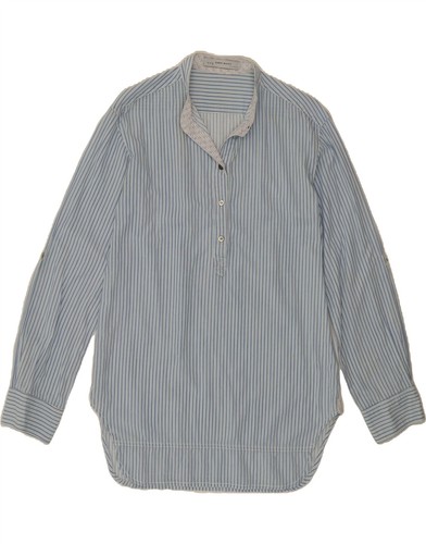ZARA Damen Pullover Shirt UK 16 Large Blau Nadelstreifen Baumwolle BQ07