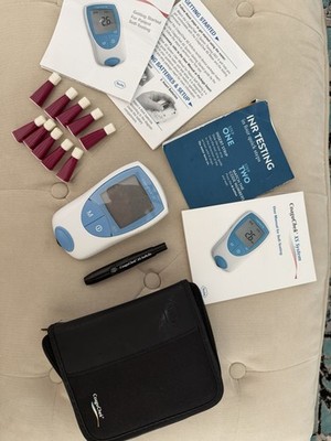 Coaguchek XS PT Blood Monitoring System.  With Case, Manual, Lancets