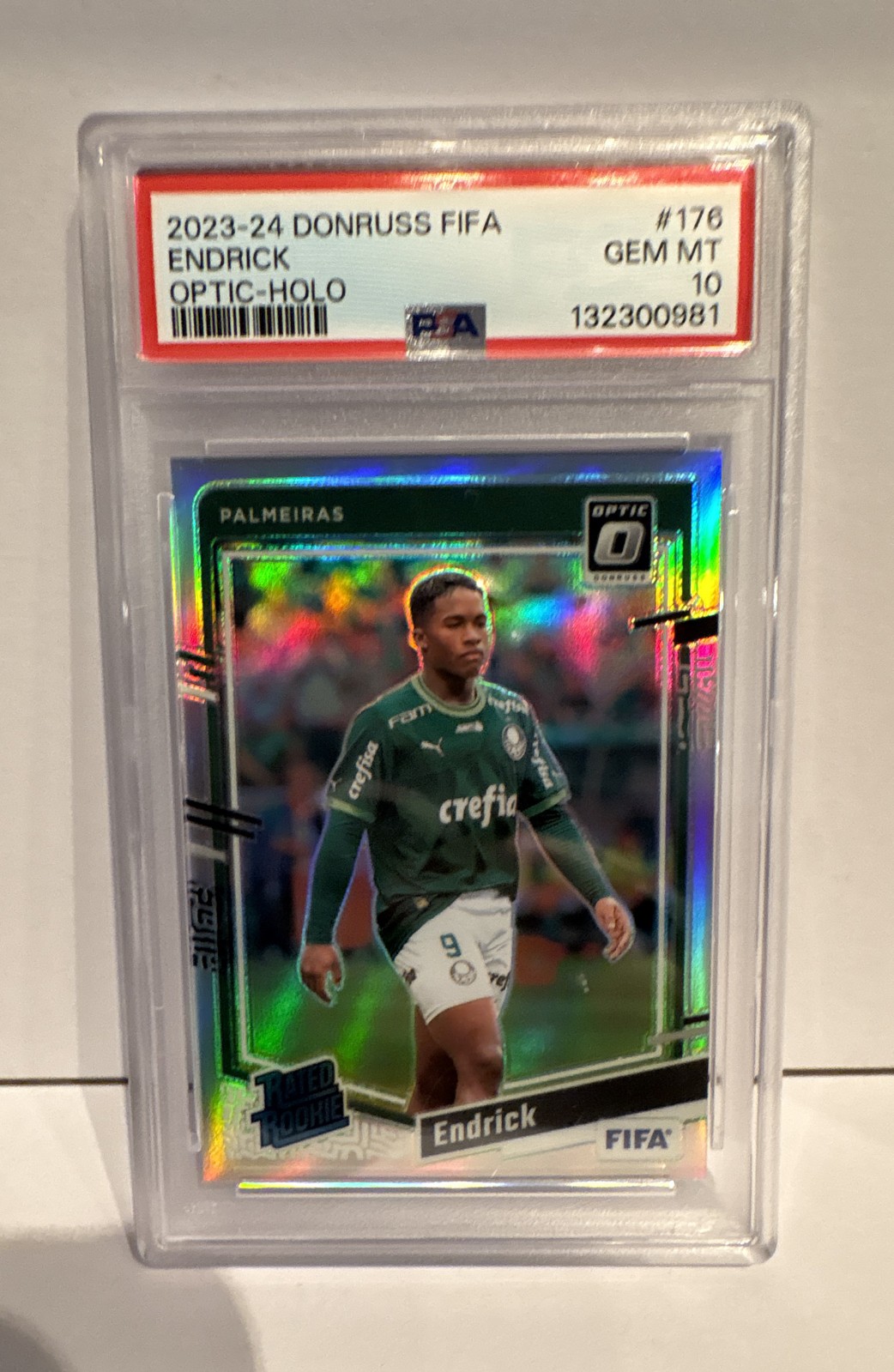 2023 Panini Donruss Fifa Optic Rookie Endrick #176 Holo Prizm PSA 10 Gem Low Pop