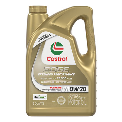 Castrol EDGE Extended Performance 0W-20 Advanced Full Synthetic Motor Oil, 5 Qua