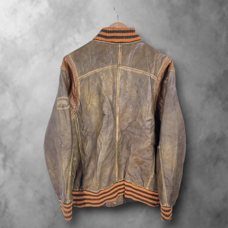 Brown Y2K Ecko Unltd Leather Spellout Jacket Men's L - Image 2 of 4