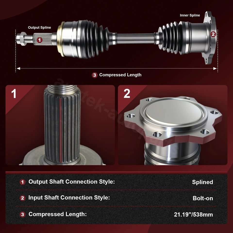 Pair Front CV Axle for 1999-2003 2004 2005 2006 Chevy Silverado 1500 GMC 6-Lug - Image 3 of 4