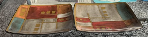 2 Beautiful Decorative Ceramic Plates/dishes 22 x 22cm Each. VGC - Picture 2 of 4