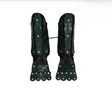 Medieval Knight Roman Green Leather Arm Guard Pair SCA LARP Costume Gift for Him