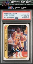1986 Fleer Sticker 7 Magic Johnson Auto PSA 10