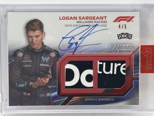 2023 Topps F1 Dynasty Logan Sargeant Dual Relic Auto Red RC 4/5  AWESOME PATCHES
