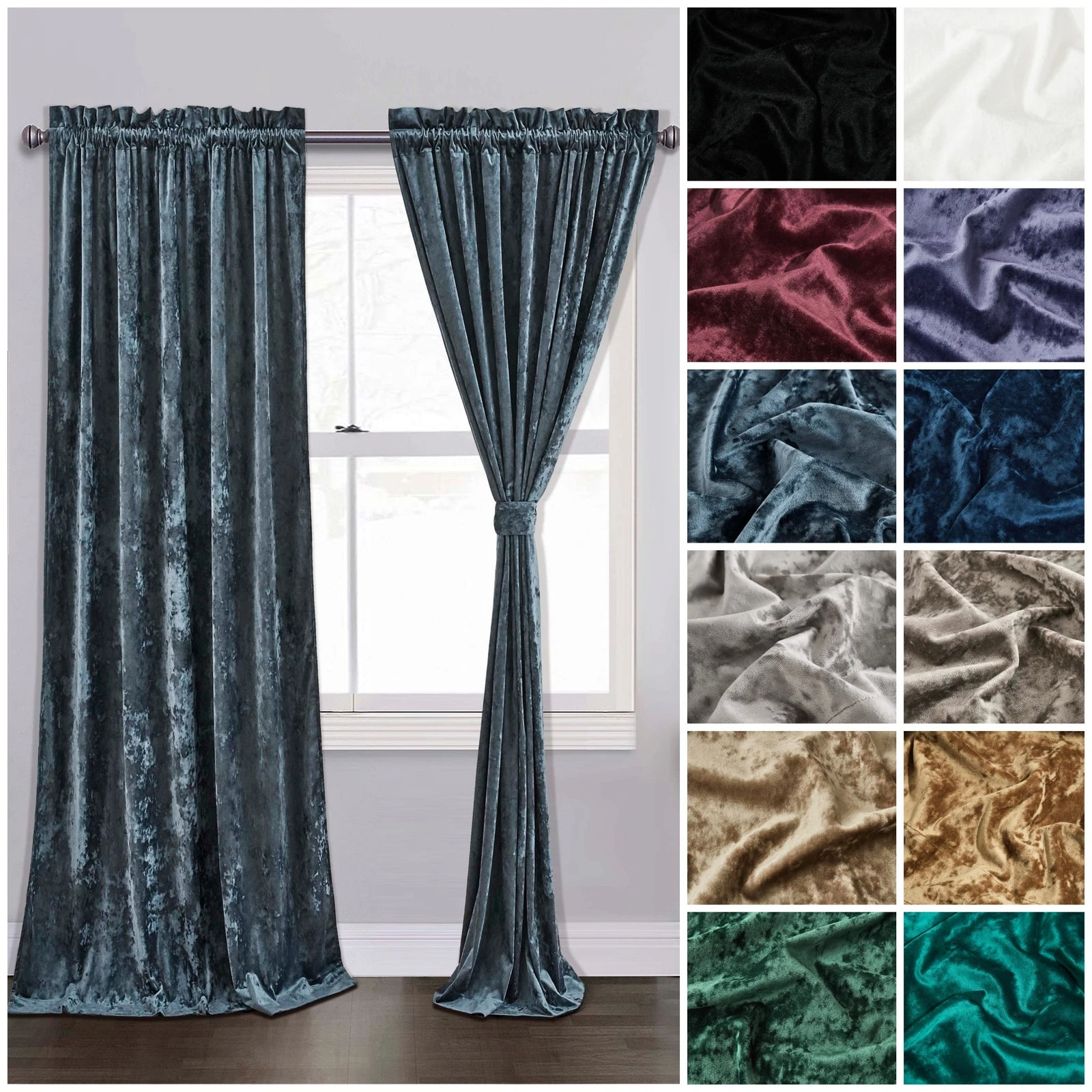 Chezmoi Collection Lux Velvet Curtains Set Rod Pocket Drapes, Set of 2 Panels
Opens in a new window