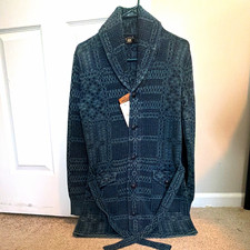 RRL Ralph Lauren Men s S Blue Cotton Knit Sha...
