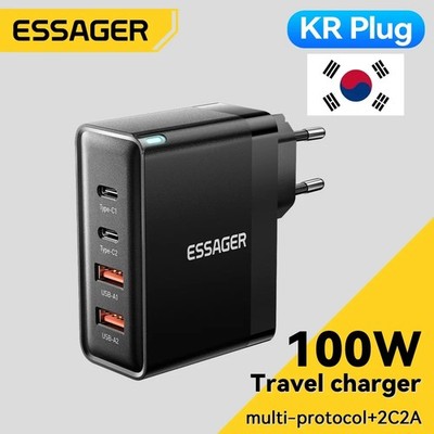 Essager 100W GaN Charger, Fast Charging, 4-Port USB-C & USB-A, Compact
