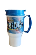 Vintage Whirley Warren Greetings from Chicago Hot Cold Travel Mug 16 oz